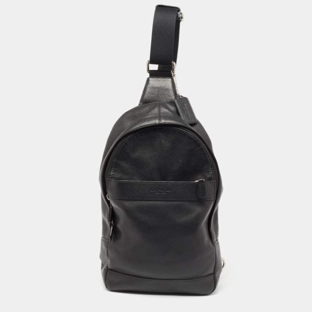 Coach Black Leather and Mesh Metropolitan Sling Backpack with FLAWS